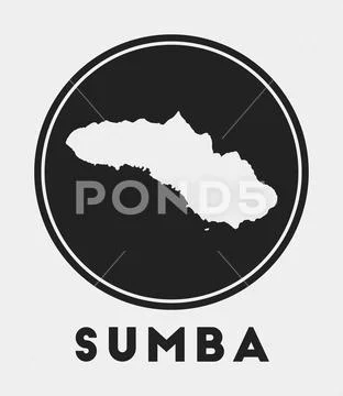 Sumba icon. Round logo with island map and title. Stylish Sumba badge ...