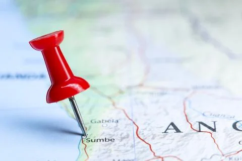 Sumbe, Angola pin on map Stock Photos