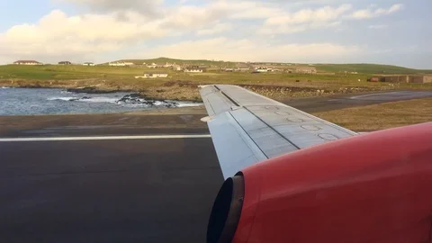 Sumburgh Airport Take Off Stock Footage
