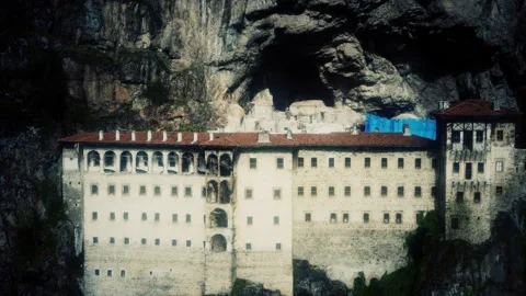 Sumela Monastery on the rocky mountain Stock-Footage 141085372