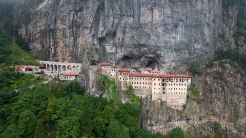 Sumela Monastery Turkish.  The monastery is one of the most important histori Stock Footage 291711123