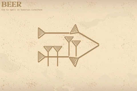 Sumerian cuneiform for “Beer” Stock Illustration