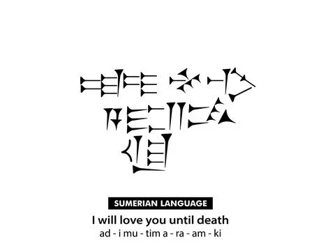Sumerian cuneiform saying "I will love you until death" Stock Illustration