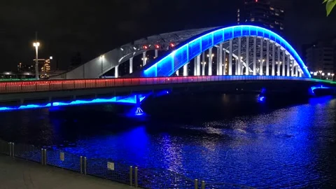 Sumida River Eitaibashi Special Lighting 2021 August Video stock 160269549