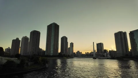 Sumida River Evening landscape of the Tokyo Stock Footage 297938201