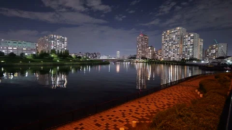 Sumida River Night View, Tokyo Japan December 2025 Stock Footage 323143935
