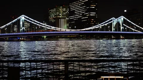 Sumida River Night View, Tokyo Japan December 2025 Stock Footage 323143940