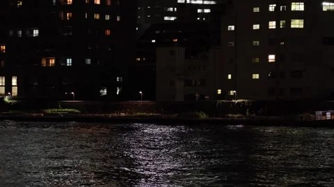 Sumida River Night View, Tokyo Japan December 2025 Stock Footage 323144103