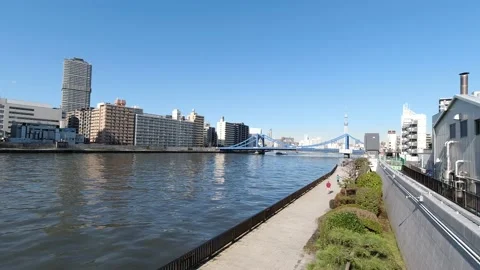 Sumida River terrace Stock Footage 148063491
