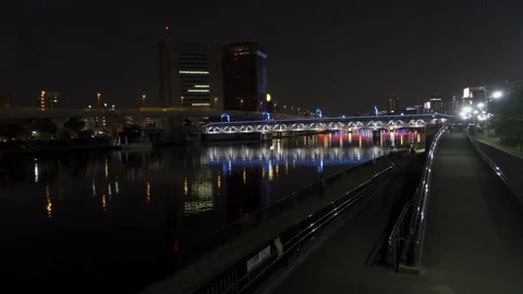 Sumida River Walk Night Stock Footage 147572891
