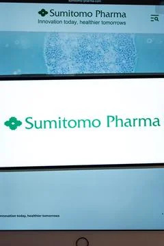 Sumitomo pharma website displaying innovation and health concepts Stock Photos
