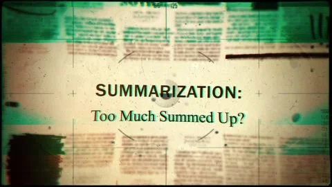 Summarization Too Much Summed Up Newspaper Style Headline Titles Stock Footage 320900636