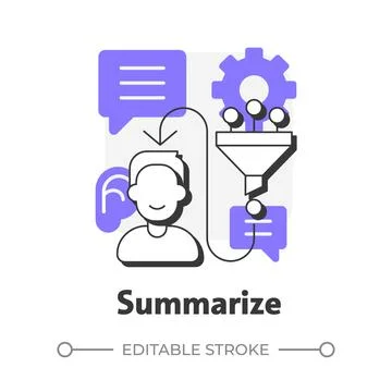 Summarize flat outline concept icon Ilustración de archivo
