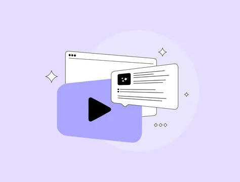 Summarizer ai automation technology tool turns video moments into clear text Stock Illustration