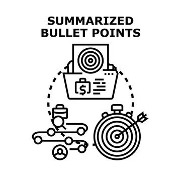 Summarizing bullet point data for business goal achievement Stock Illustration