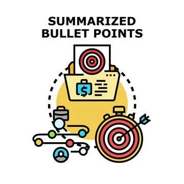Summarizing bullet point data for business goal achievement Stock Illustration