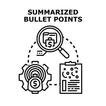 Summarizing bullet points for business analysis process Stock Illustration