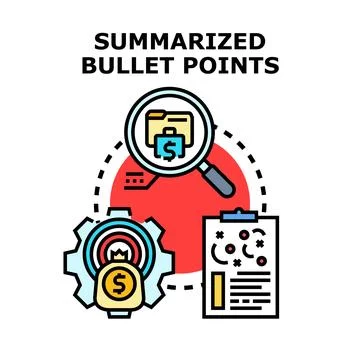 Summarizing bullet points for business analysis process Stock Illustration