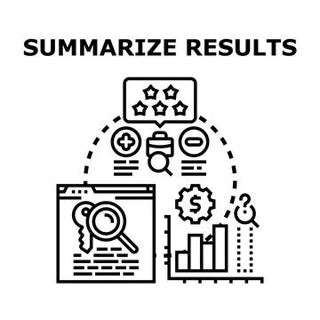 Summarizing business results and analyzing data process Illustrazione stock