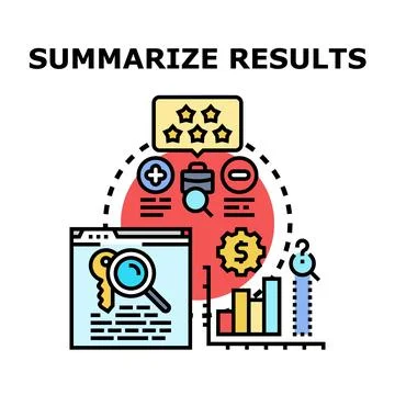 Summarizing business results and analyzing data process Stock Illustration