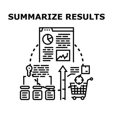 Summarizing business results through data analysis concept Stock Illustration