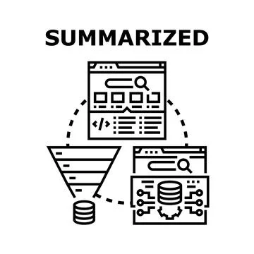 Summarizing data process workflow optimization concept Stock Illustration