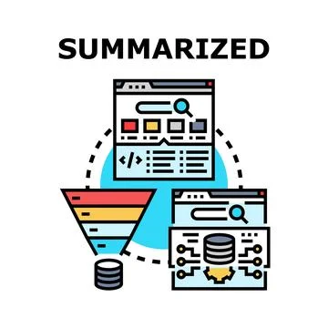 Summarizing data process workflow optimization concept Stock Illustration