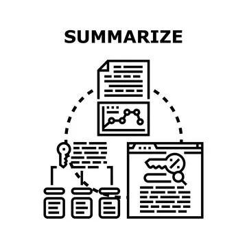 Summarizing information data analysis process concept Stock Illustration