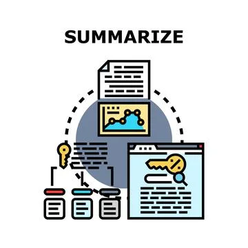 Summarizing information data analysis process concept Stock Illustration