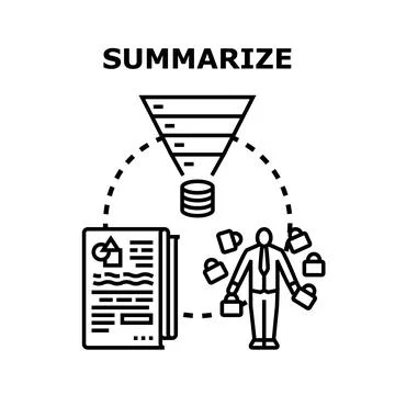 Summarizing information funneling data processing concept Stock Illustration
