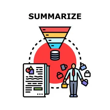 Summarizing information funneling data processing concept Stock Illustration
