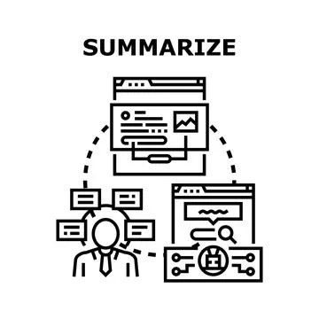 Summarizing information process using ai technology Stock Illustration