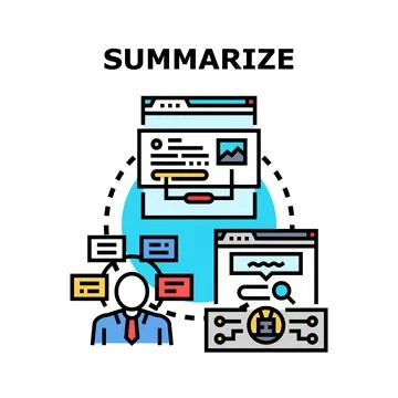 Summarizing information process using ai technology Stock Illustration