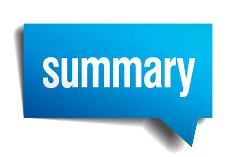 Summary blue 3d realistic paper speech bubble Stock Illustration
