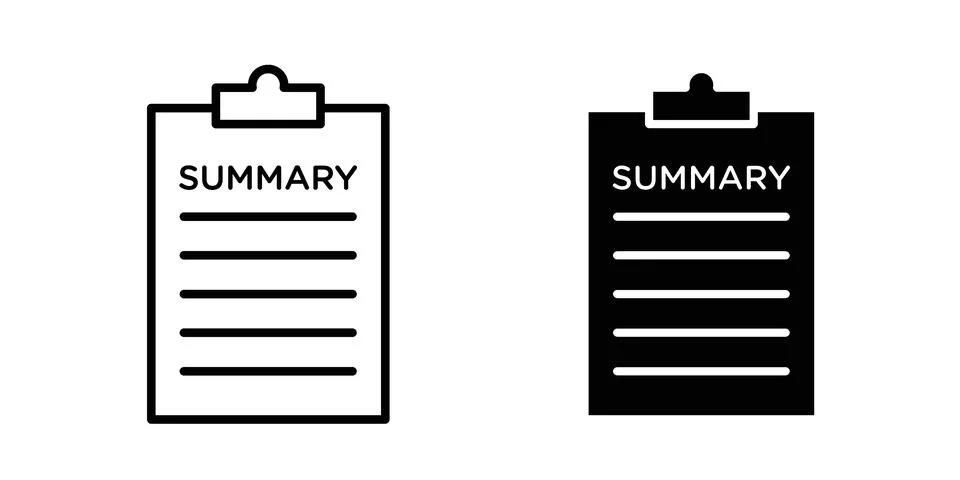 Summary icon black vector isolated on white Stock Illustration