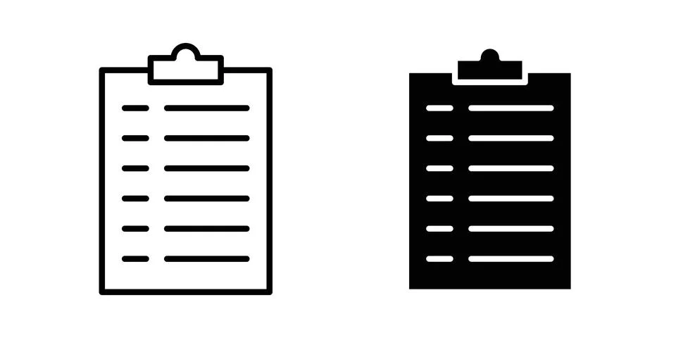 Summary icon solid, line, and editable vector set. Stock Illustration