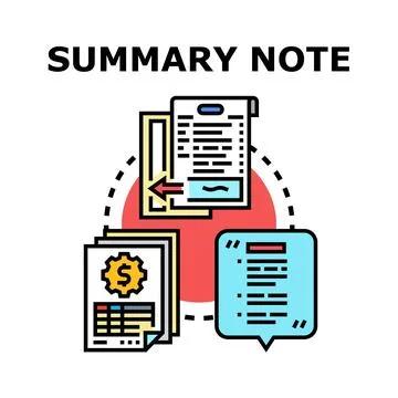 Summary note business documentation report concept Stock Illustration