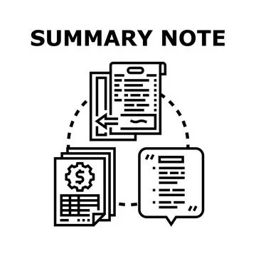 Summary note business documentation report concept Stock Illustration