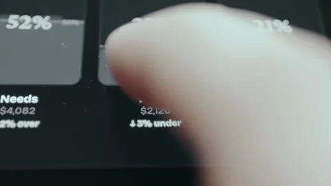 Summary of a personal budget categorized into Needs, Wants, and Savings from a Stock Footage 332082865