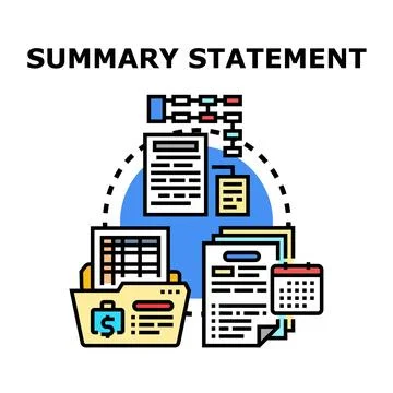 Summary statement analyzing financial business data 库存插图