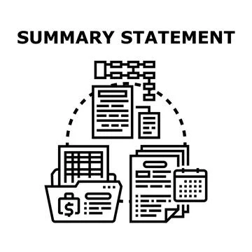 Summary statement analyzing financial business data Stock Illustration