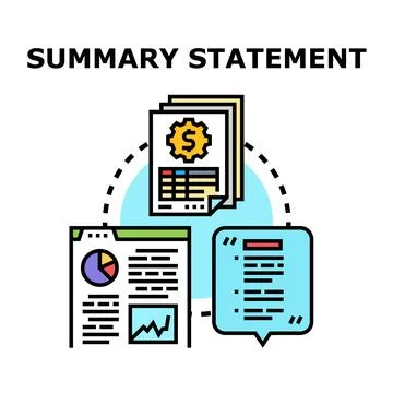 Summary statement presenting financial business report data Stock Illustration