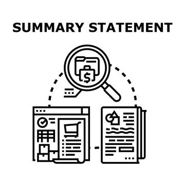 Summary statement presenting financial data analysis report Stock Illustration