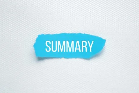 Summary text on paper. Word Summary on torn paper. Concept Image. Stock Photos