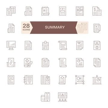 Summary Vector Graphics featuring 32 Thin Line Pixel Aligned 128x128 Designs Stock Illustration