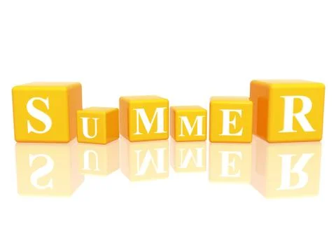 Summer in 3d cubes Stock Illustration