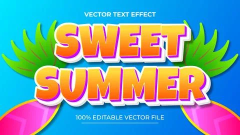 Summer 3d editable text effect and sea landscape background Stock Illustration