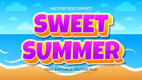 Summer 3d editable text effect and sea landscape background Stock Illustration