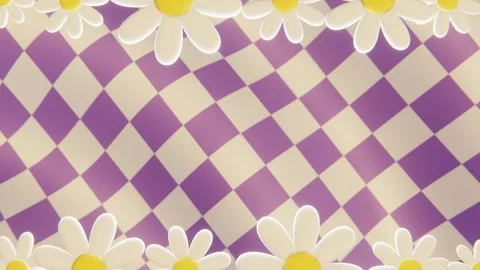 Summer 3D horizontal loop animation flower daisy checkers textured pattern Stock Footage 312748546