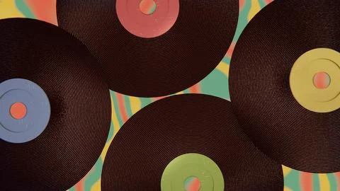 Summer 3D horizontal render image backgrounds vinyl album record music sound Stock Illustration